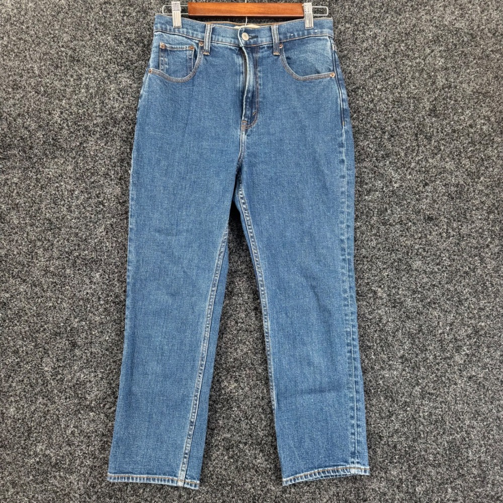 Abercrombie & Fitch Ankle Straight Ultra High Rise Jeans Blue 28/6s Medium Wash
